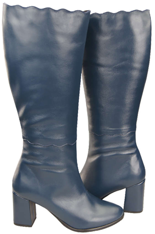 Klassische Damenstiefel, Naturleder, Marineblau 176 ElitaBut