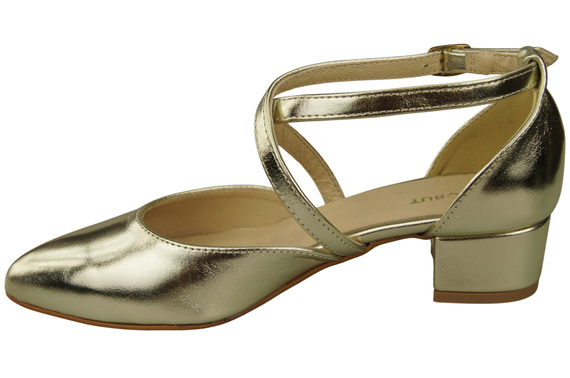 Damen Sandalen Echtleder Gold mit Riemen Niedriger Absatz 223 ElitaBut
