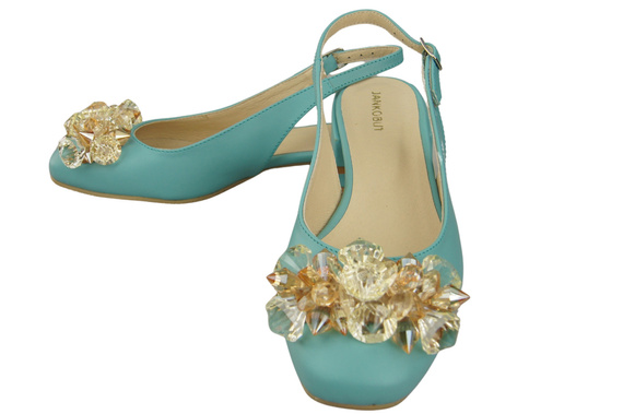 Damen Schuhe Türkis Sandalen mit Kristallen Naturleder 215 ElitaBut