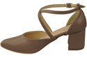 Elegante Cappuccino Dunkel Ledersandalen mit offener Seite und stabilem Absatz 218 ElitaBut