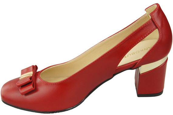 Schuhe Damen Rot Pumps aus Naturleder mit dekorativem Absatz 199 ElitaBut