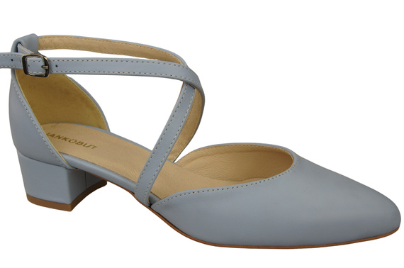 Damen Sandalen Echtleder Hellblau mit Riemen Niedriger Absatz 223 ElitaBut