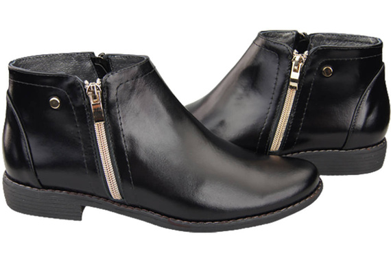 Frühlingsstiefel für Damenschuhe, Naturleder, Schwarz, Glänzend 872 ElitaBut