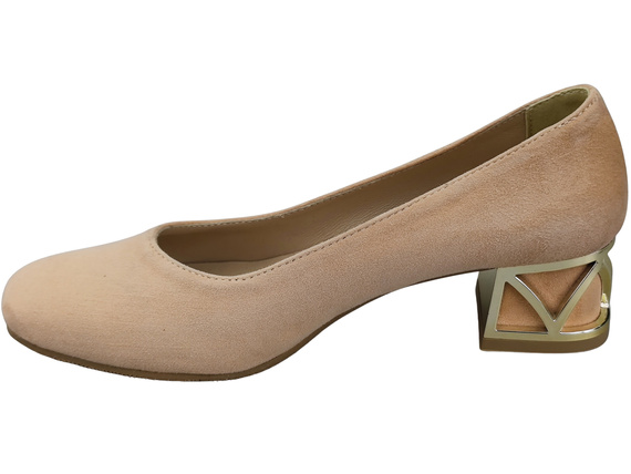 Bequeme Damenschuhe Pfirsich Pumps mit dekorativem Absatz Natürliches Wildleder 219 von ElitaBut