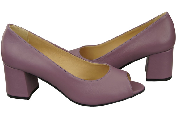 Damenschuhe PEEP TOE Pumps Lila Naturleder mit beschichtetem Absatz 192 ElitaBut