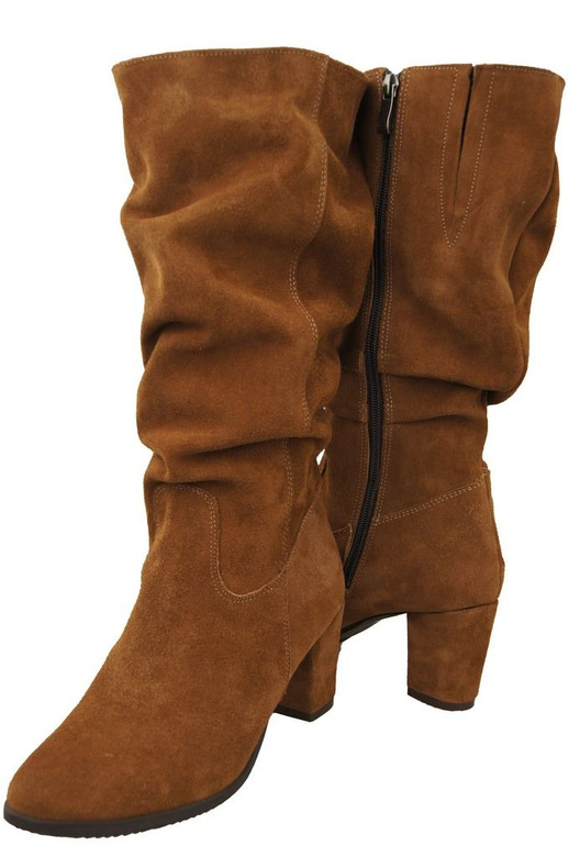 Schuhe Damenstiefel, Naturleder, Velours 141 Karmel ElitaBut