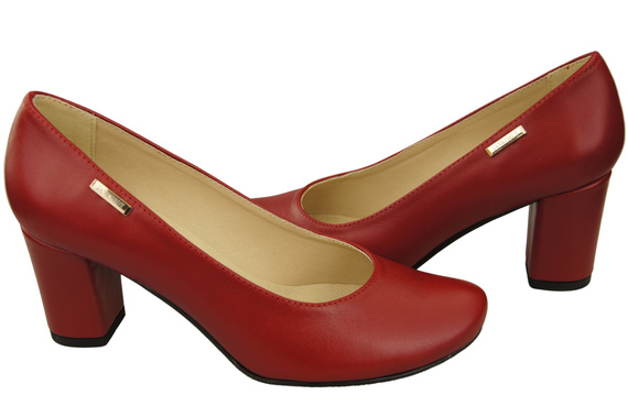 Klassische Damen Rot Leder Mandel Nase Pumps 201 ElitaBut