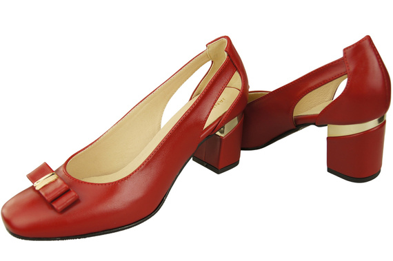 Schuhe Damen Rot Pumps aus Naturleder mit dekorativem Absatz 199 ElitaBut