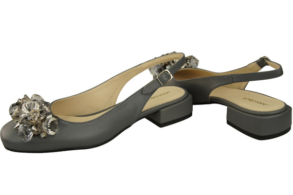 Damen Schuhe Aschgrau Sandalen mit Kristallen Naturleder 215 ElitaBut