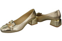 Damenschuhe Pumps mit Fransen verziert, Gold, Naturleder 195 ElitaBut
