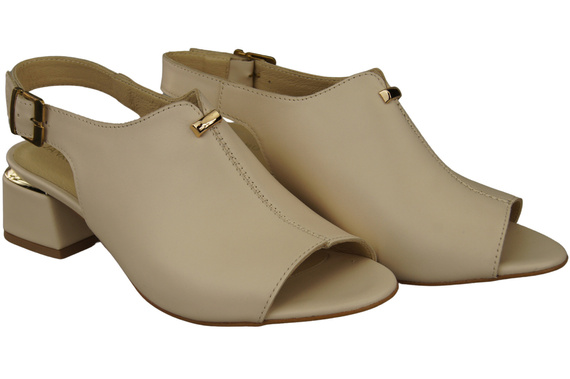 Damenschuhe Sandalen Beige, goldene Schnalle, Naturleder 198 ElitaBut