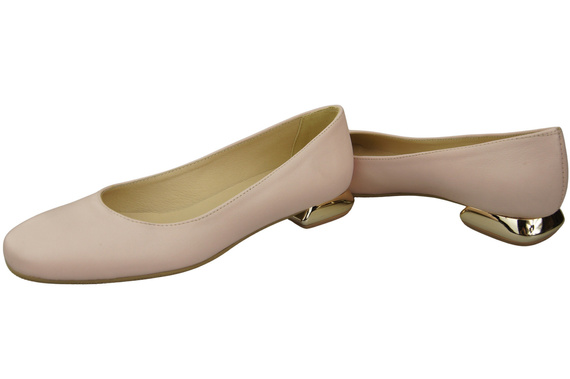 Flache Frauen Schuhe Puderrosa Dekorative Ferse Naturleder 209 ElitaBut