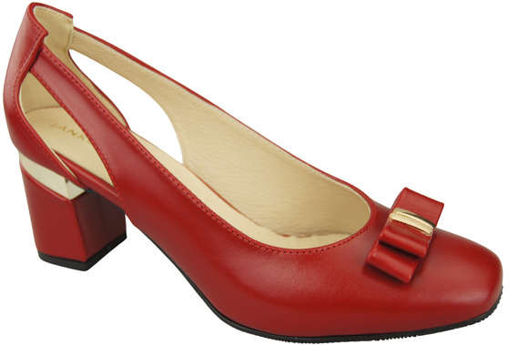 Schuhe Damen Rot Pumps aus Naturleder mit dekorativem Absatz 199 ElitaBut