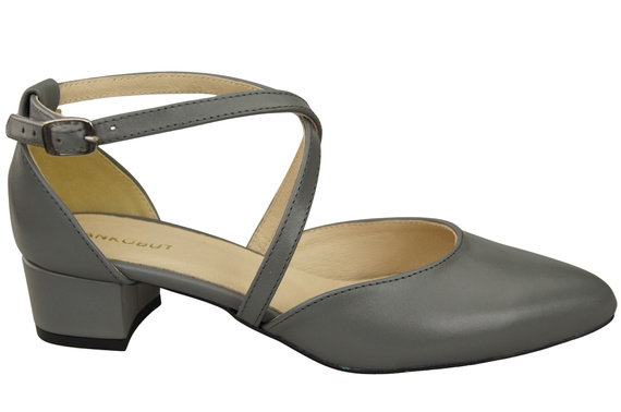 Damen Sandalen Echtleder Aschgrau mit Riemen Niedriger Absatz 223 ElitaBut