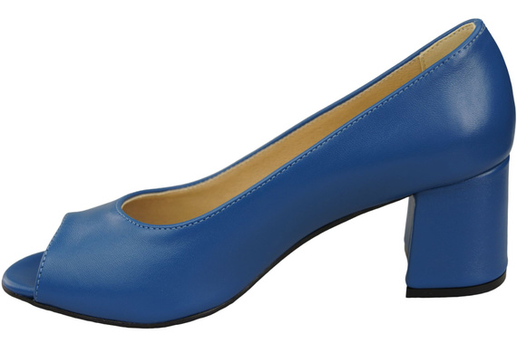 Damenschuhe PEEP TOE Pumps Blaues Naturleder mit beschichtetem Absatz 192 ElitaBut