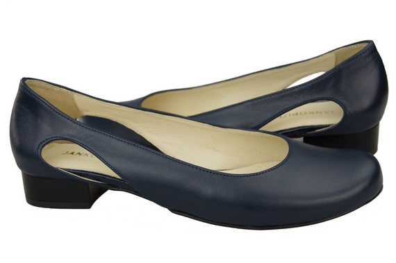 Damen-Ballerinas Marineblau, Naturleder 103 ElitaBut