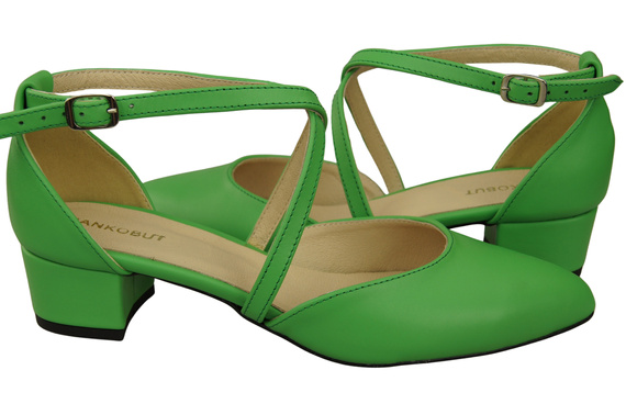 Damen Sandalen Echtleder Limette mit Riemen Niedriger Absatz 223 ElitaBut