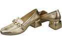 Damenschuhe mit Zierkette Pumps Mokassins Naturleder 193 Gold ElitaBut