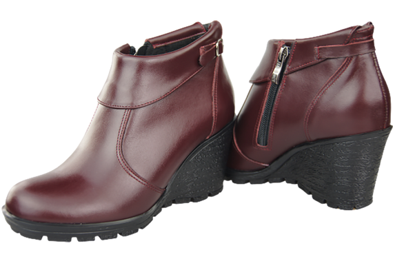 Damenschuhe Keilstiefel, Naturleder, Burgund 739 ElitaBut