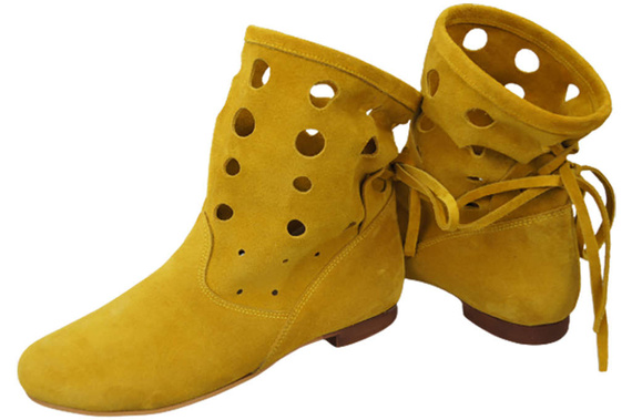 Schuhe Damen-Stiefeletten, natürliches Veloursleder, Lemon 160 ElitaBut