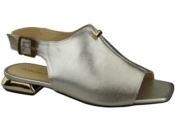 Bequeme Frauenschuhe Sandalen Silber Flacher Goldabsatz Naturleder 207 ElitaBut