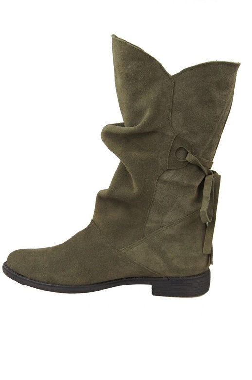 Schuhe Damenstiefel Frühling / Herbst, natürliches Veloursleder, Flaschengrün 999 L ElitaBut