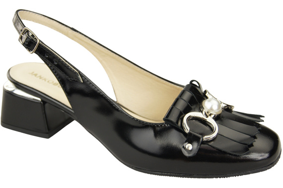 Damenschuhe Schwarz glänzend Sandalen mit Fransen verziert Naturleder 208 ElitaBut