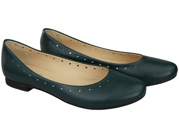 Damenschuhe Bequeme Ballerinas, Naturleder, Malachit 162 ElitaBut