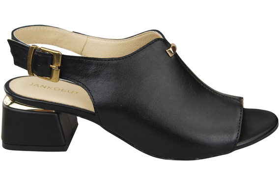 Damenschuhe Sandalen Schwarzgoldene Schnalle Naturleder 198 ElitaBut