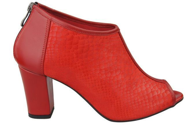 Damenschuhe Peep-Toe-Stiefeletten, Naturleder, Red Scales 957 ElitaBut