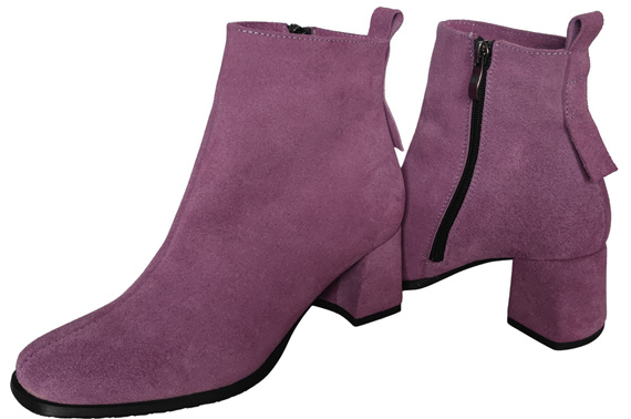 Damen Stiefeletten Lilienfarben aus Veloursleder, stabiler Blockabsatz, Reißverschluss 224 ElitaBut