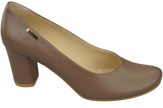 Klassische Damen Cappuccino Dunkel Leder Mandel Nase Pumps 201 ElitaBut