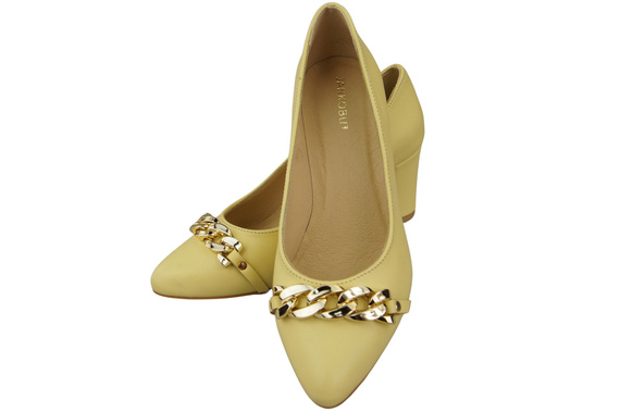 Klassische Frauen Banana Naturleder Schuhe mit Gold Ornament Kette 200 ElitaBut