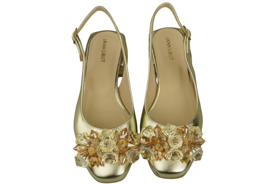 Damen Schuhe Gold Sandalen mit Kristallen Naturleder 215 ElitaBut