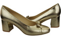 Damen Pumps mit Schleife Gold Naturleder und niedrigem Absatz 203 ElitaBut