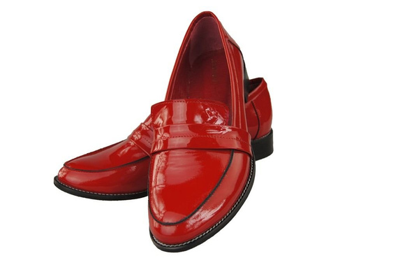 Schuhe Damen Mokassins Naturleder Rotlack 139 ElitaBut