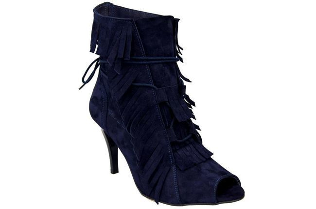 Damenschuhe Peep-Toe-Stiefeletten, natürliches Wildleder, Marineblau 964 ElitaBut