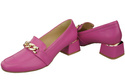 Damenschuhe mit Zierkette Pumps Mokassins Naturleder 193 Fuchsia ElitaBut