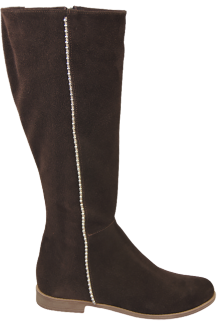 Schuhe Damenstiefel, Naturleder, Velours 153 Chocolate ElitaBut