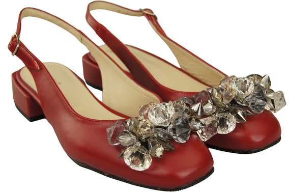 Damen Schuhe Rot Sandalen mit Kristallen Naturleder 215 ElitaBut