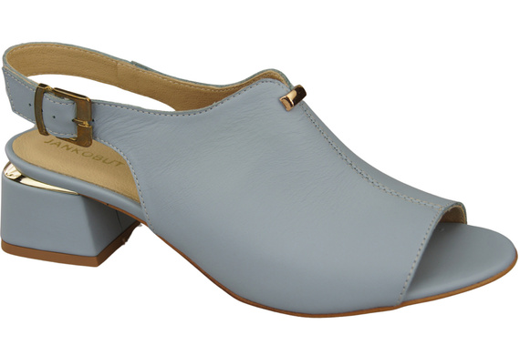 Damenschuhe Sandalen Hellblau, goldene Schnalle, Naturleder 198 ElitaBut