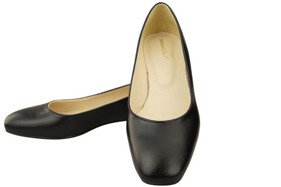 Flache Frauen Schuhe Schwarz Dekorative Ferse Naturleder 209 ElitaBut