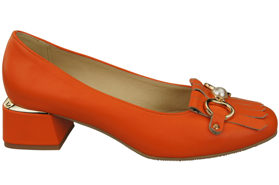Damenschuhe Pumps verziert mit Fransen Orange Naturleder 195 ElitaBut