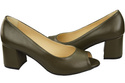 Damenschuhe PEEP TOE Olive Pumps Naturleder mit beschichtetem Absatz 192 ElitaBut