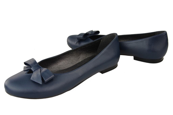 Damen-Ballerinas Marineblau, Naturleder 998 ElitaBut
