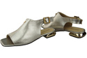 Bequeme Frauenschuhe Sandalen Silber Flacher Goldabsatz Naturleder 207 ElitaBut