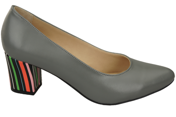 Damenschuhe Graue Pumps aus Naturleder mit Zierabsatz 158 ElitaBut