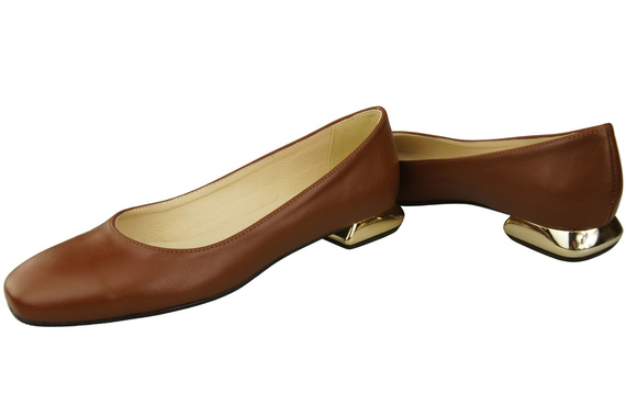 Flache Frauen Schuhe Braun Dekorative Ferse Naturleder 209 ElitaBut