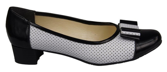 Damenschuhe Pumps Naturleder Weiß Schwarz 732 ElitaBut