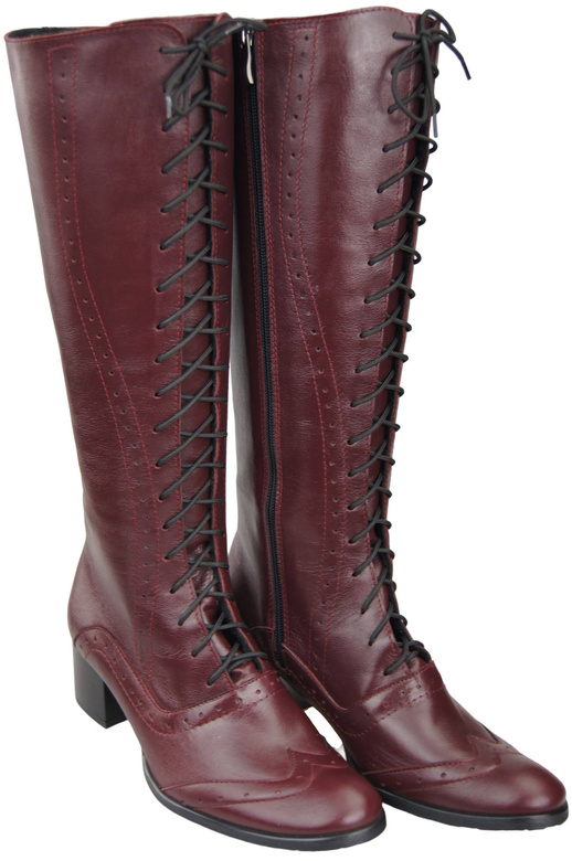 Damenschuhe Schnürstiefel, Naturleder, Burgund 595 ElitaBut